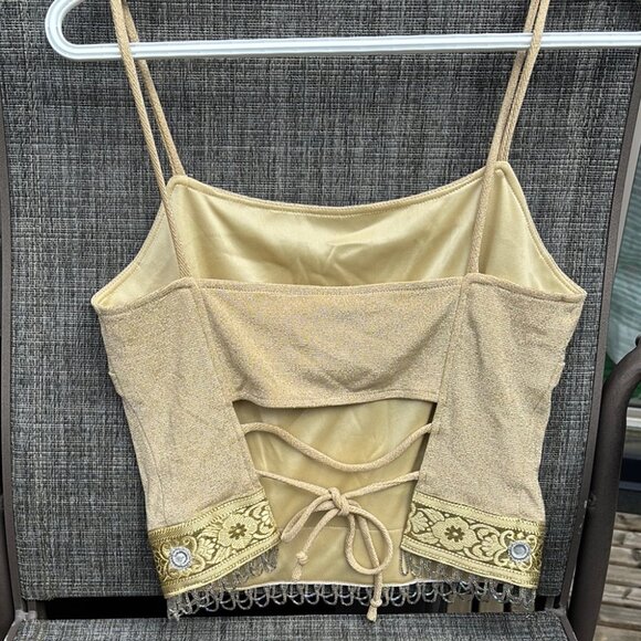 Vintage Joseph Ribkoff Shimmering Gold Embellished Crop Top - Picture 7 of 7